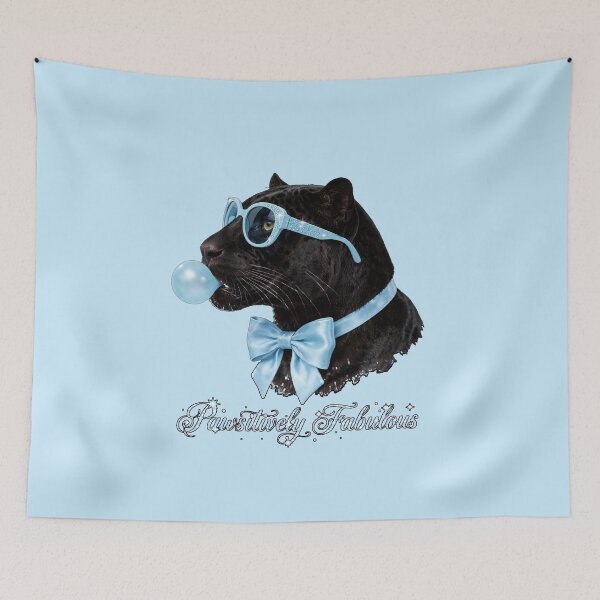 Item preview, Pawsitively Fabulous Blue Panther - Cute Blue Coquette Black Panther designed and sold by Vibe-Vary.