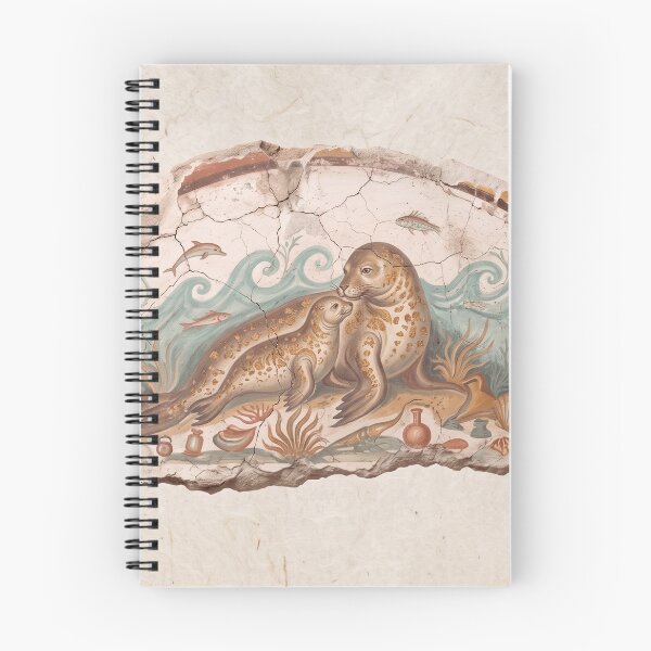 Item preview, Mediterranean Seal Mother and Pup - Roman Fresco Art designed and sold by codex antique.