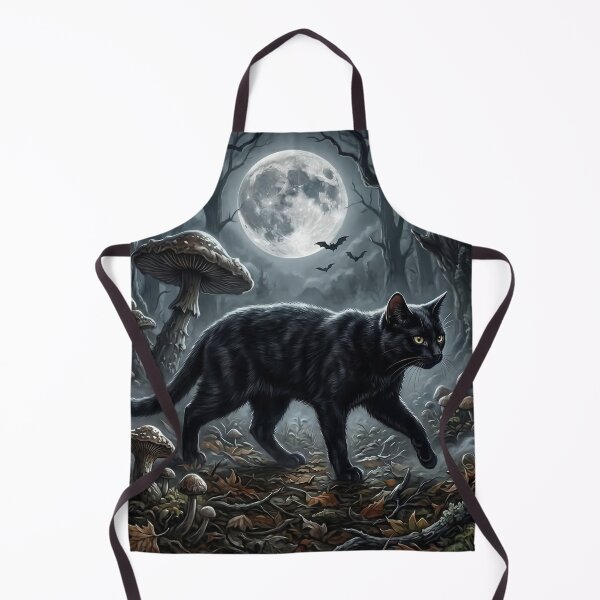 Item preview, Black Cat in the Moonlit Mushroom Forest designed and sold by Ruinations Creations .