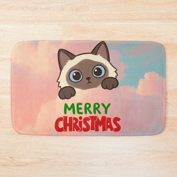 Item preview, Cute Siamese Cat Merry Christmas Holiday Art designed and sold by stormk10.