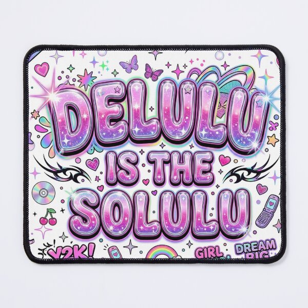 Item preview, Delulu Is The Solulu Viral Y2K Glitter Bubble Typography Sticker designed and sold by RetroVibe Supply.