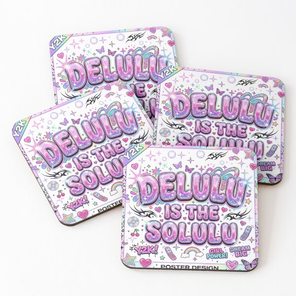 Item preview, Delulu Is The Solulu Viral Y2K Glitter Bubble Typography Sticker designed and sold by RetroVibe Supply.