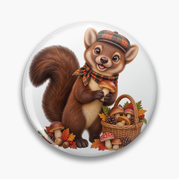 Item preview, Cute Scottish Pine Marten Foraging for Autumn Mushrooms designed and sold by MaedK.