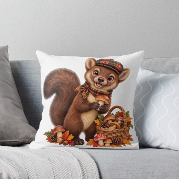 Item preview, Cute Scottish Pine Marten Foraging for Autumn Mushrooms designed and sold by MaedK.