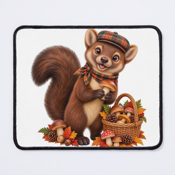 Item preview, Cute Scottish Pine Marten Foraging for Autumn Mushrooms designed and sold by MaedK.