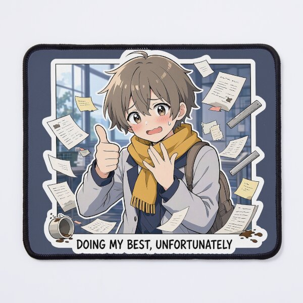Item preview, Doing my best, unfortunately. Cute anime sticker, motto designed and sold by katerynaS99.