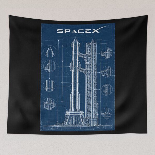 Item preview, SpaceX Starship Reentry – Retro Navy Orange Silkscreen Space Art designed and sold by TEEJAMBOREE.