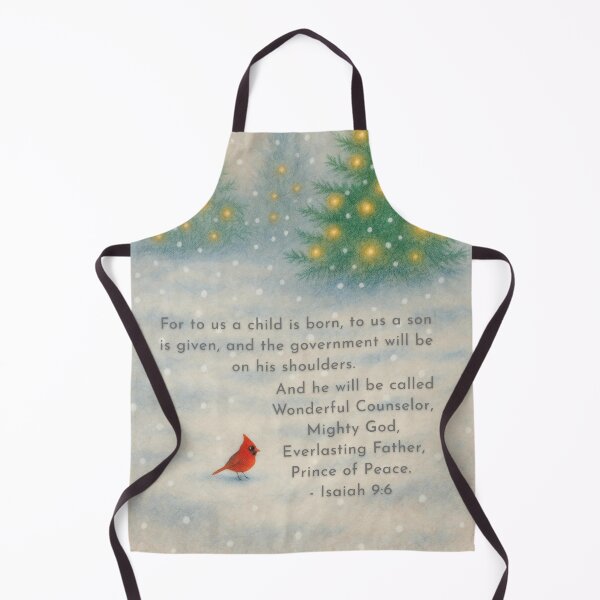 Item preview, Isaiah 9:6 Christmas Cardinal and Snowy Trees designed and sold by Our Bible Journey.