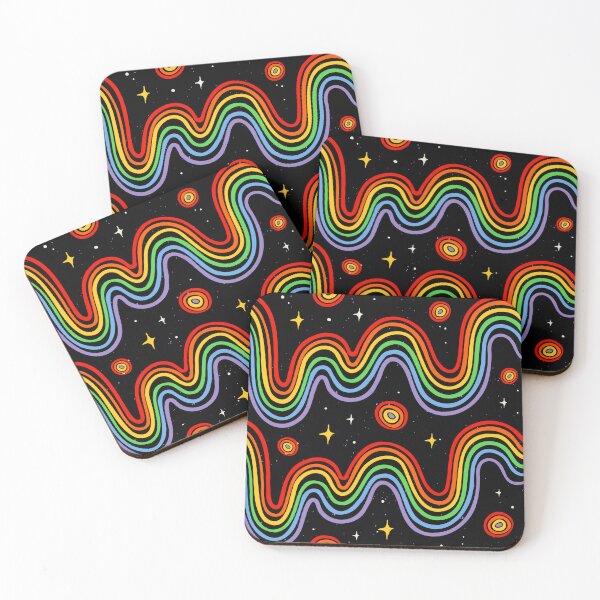 Item preview, Retro Rainbow Space Pattern Groovy Cosmic Waves, Stars & Planets designed and sold by JRRTs.