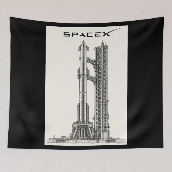 Item preview, SpaceX Starship Reentry – Retro Navy Orange Silkscreen Space Art designed and sold by TEEJAMBOREE.