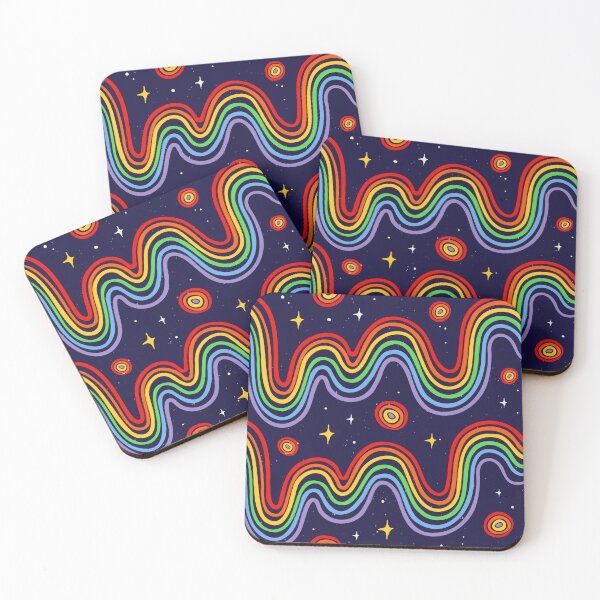Item preview, Retro Rainbow Space Pattern Groovy Cosmic Waves, Stars & Planets designed and sold by JRRTs.