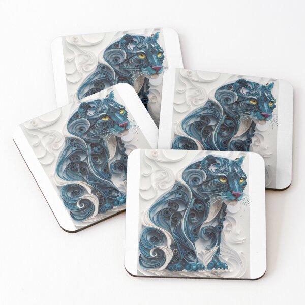 Item preview, Blue Paper Quilling Panther - 3D Layered Paper Art Wildcat designed and sold by the wellness script.