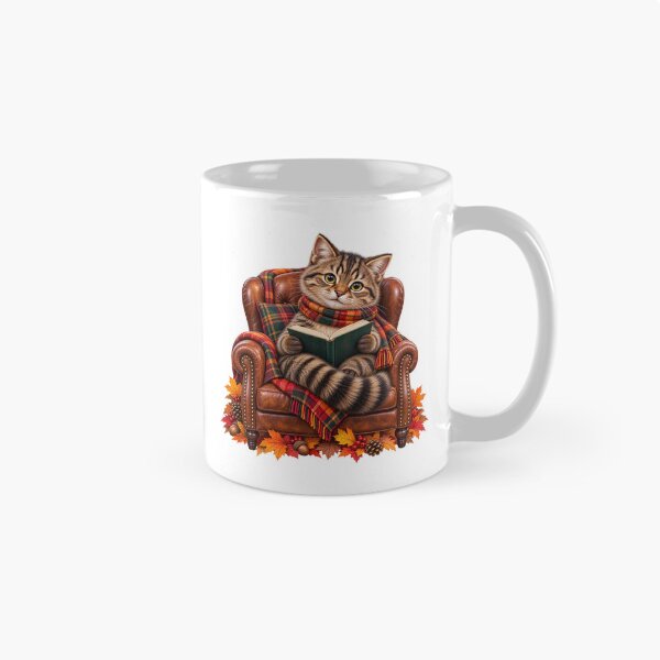 Item preview, Cute Scottish Wildcat Reading a Book in a Cosy Autumn Armchair designed and sold by MaedK.