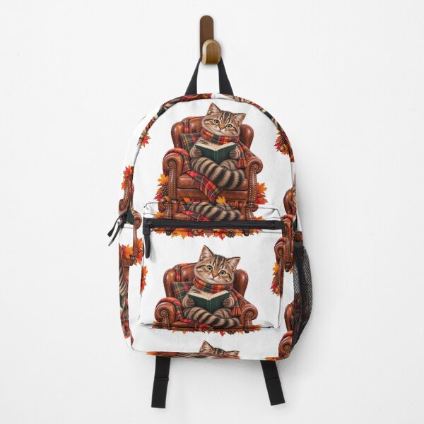 Item preview, Cute Scottish Wildcat Reading a Book in a Cosy Autumn Armchair designed and sold by MaedK.