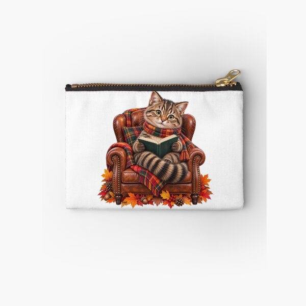 Item preview, Cute Scottish Wildcat Reading a Book in a Cosy Autumn Armchair designed and sold by MaedK.