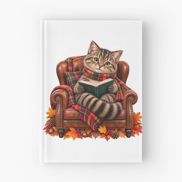 Item preview, Cute Scottish Wildcat Reading a Book in a Cosy Autumn Armchair designed and sold by MaedK.