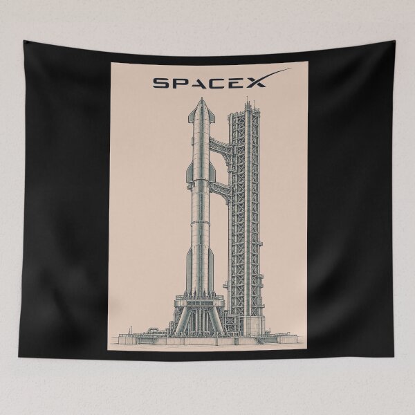 Item preview, SpaceX Starship Reentry – Retro Navy Orange Silkscreen Space Art designed and sold by TEEJAMBOREE.