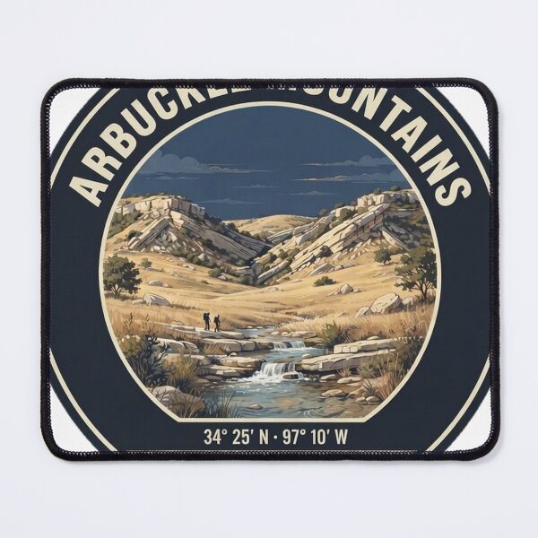 Item preview, Arbuckle Mountains Oklahoma Vintage Hiking Badge designed and sold by mnkyride.