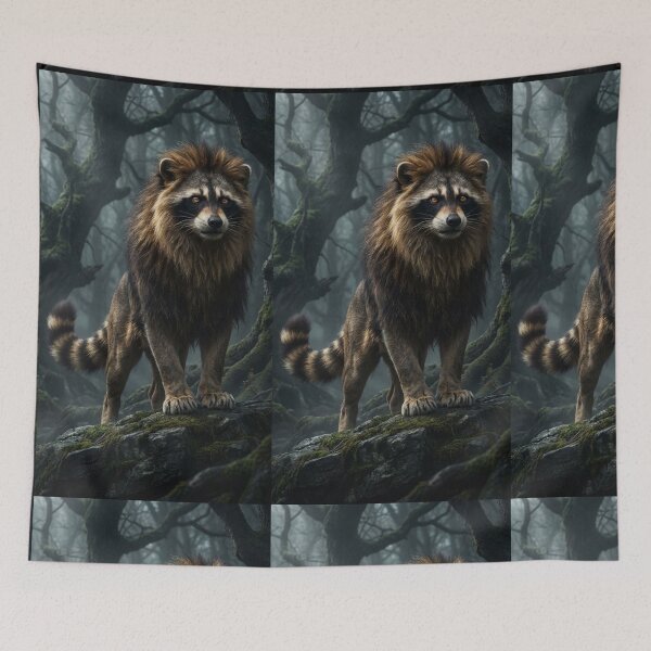 Item preview, Guardian of the Misty Wilds – Raccoon Lion Fantasy designed and sold by TreatLLC.