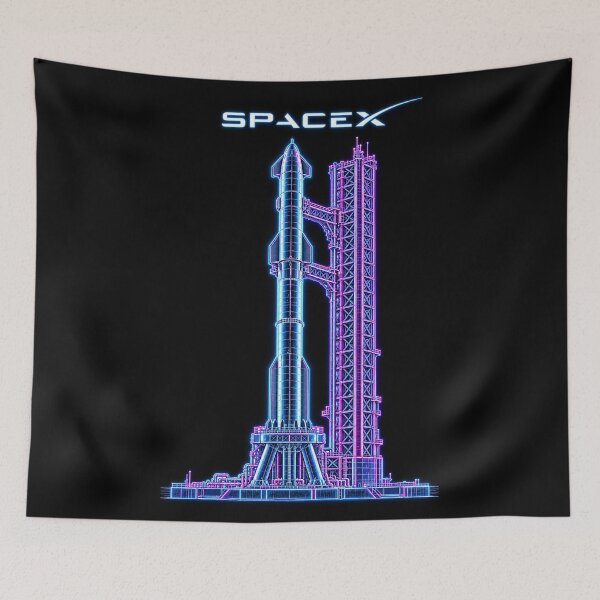 Item preview, SpaceX Starship Reentry – Retro Navy Orange Silkscreen Space Art designed and sold by TEEJAMBOREE.