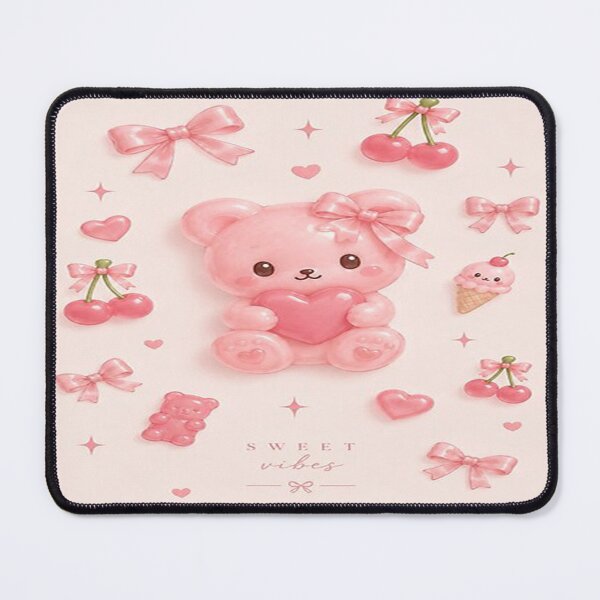 Item preview, Sweet Vibes - Kawaii 3D Pink Resin Bear with Bows and Cherries - Glitter Sticker Collection designed and sold by SatinPosterCo.