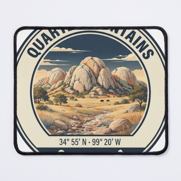 Item preview, Quartz Mountains Oklahoma Vintage Hiking Badge designed and sold by mnkyride.