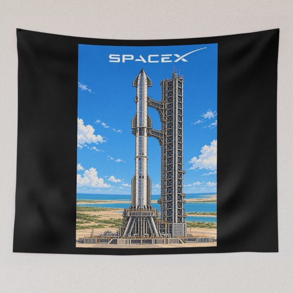 Item preview, SpaceX Starship Reentry – Retro Navy Orange Silkscreen Space Art designed and sold by TEEJAMBOREE.