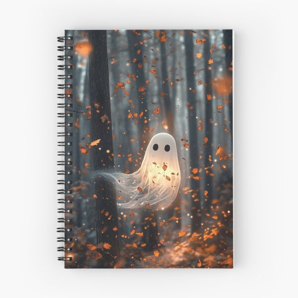 Item preview, Cute Ghost Floating in Autumn Forest — Spooky Fall Leaves Art designed and sold by LYAN-STORE.