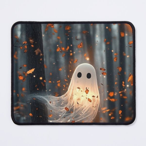 Item preview, Cute Ghost Floating in Autumn Forest — Spooky Fall Leaves Art designed and sold by LYAN-STORE.