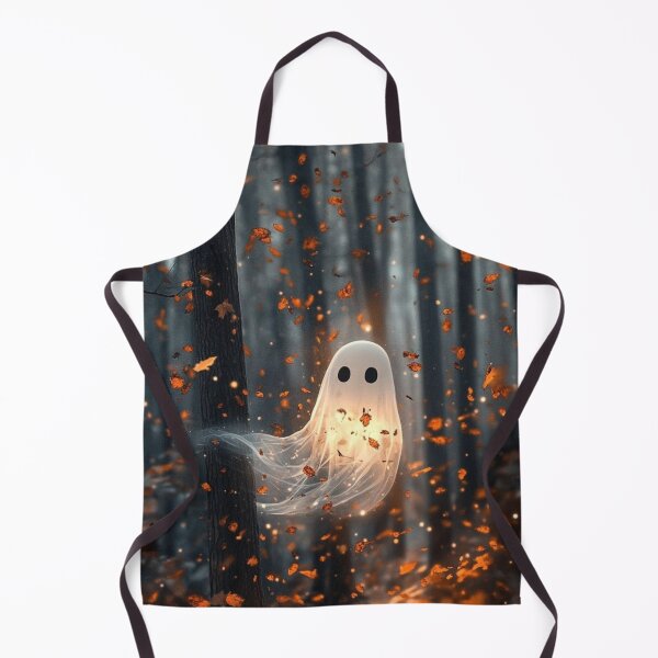 Item preview, Cute Ghost Floating in Autumn Forest — Spooky Fall Leaves Art designed and sold by LYAN-STORE.