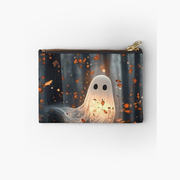 Item preview, Cute Ghost Floating in Autumn Forest — Spooky Fall Leaves Art designed and sold by LYAN-STORE.