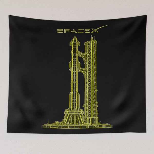 Item preview, SpaceX Starship Reentry – Retro Navy Orange Silkscreen Space Art designed and sold by TEEJAMBOREE.
