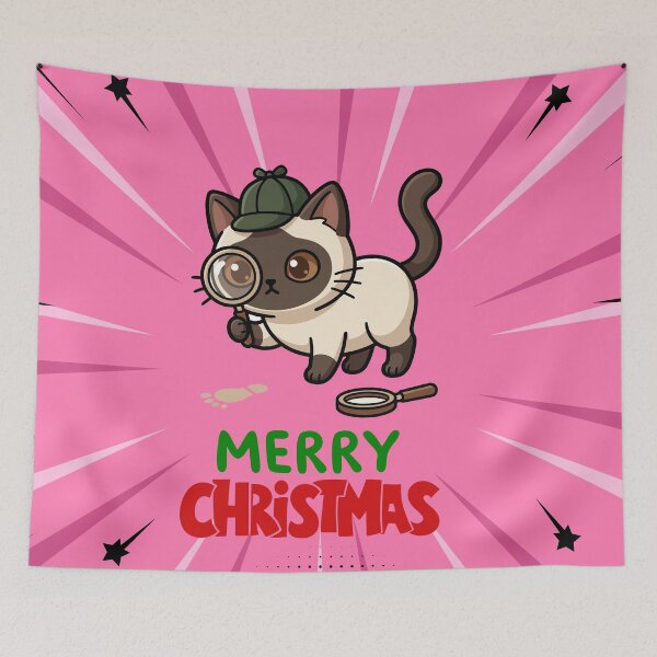 Item preview, Cute Siamese Cat Merry Christmas Holiday Art designed and sold by stormk10.