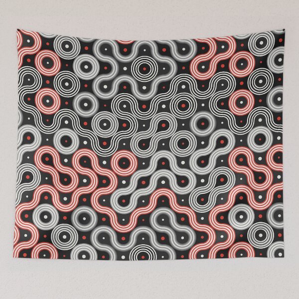 Item preview, Peppermint Noir - Striped Loop Truchet Pattern designed and sold by Shiri Mor Arts.