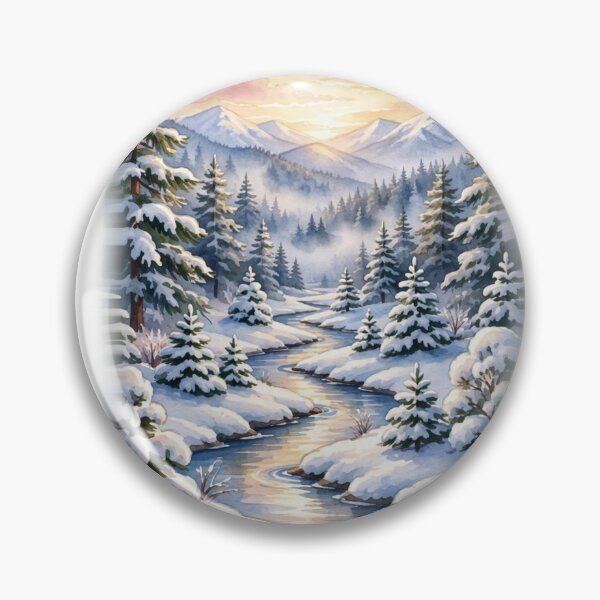 Item preview, Winter Stream Through the Pines - Holiday Tee designed and sold by KERK Art and Design.