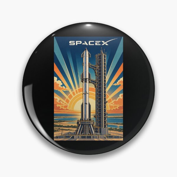 Item preview, SpaceX Starship Reentry – Retro Navy Orange Silkscreen Space Art designed and sold by TEEJAMBOREE.