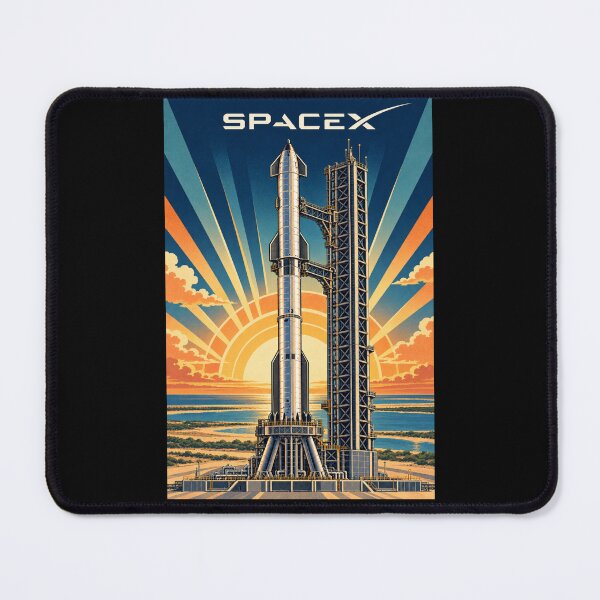 Item preview, SpaceX Starship Reentry – Retro Navy Orange Silkscreen Space Art designed and sold by TEEJAMBOREE.