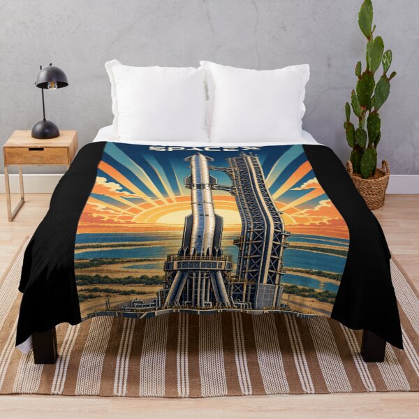 Item preview, SpaceX Starship Reentry – Retro Navy Orange Silkscreen Space Art designed and sold by TEEJAMBOREE.