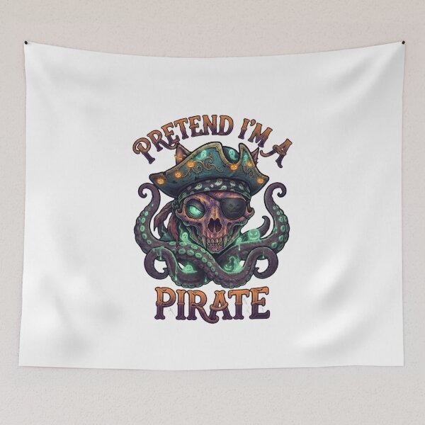 Item preview, Pretend I'm A Pirate Halloween Spooky Cat Skull Kraken designed and sold by Retro Whiskers.