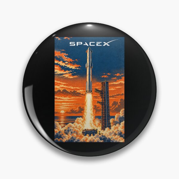 Item preview, SpaceX Starship Reentry – Retro Navy Orange Silkscreen Space Art designed and sold by TEEJAMBOREE.