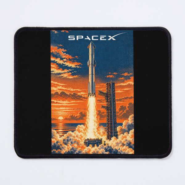 Item preview, SpaceX Starship Reentry – Retro Navy Orange Silkscreen Space Art designed and sold by TEEJAMBOREE.