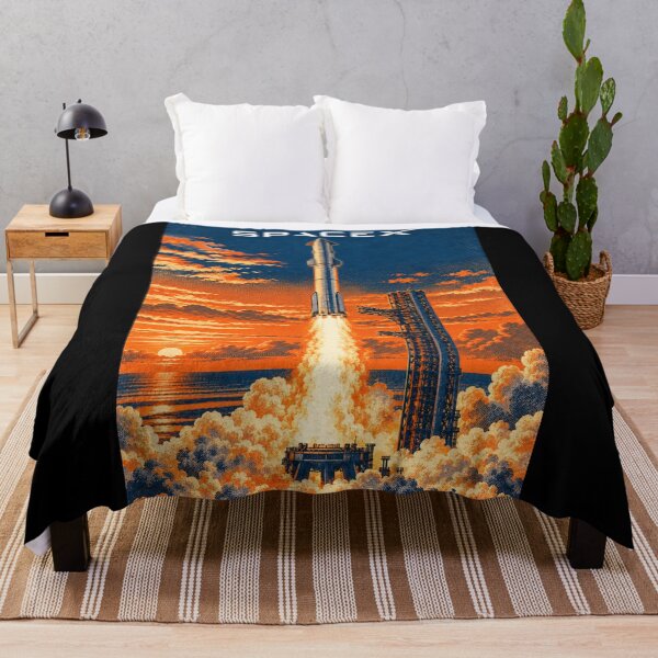 Item preview, SpaceX Starship Reentry – Retro Navy Orange Silkscreen Space Art designed and sold by TEEJAMBOREE.