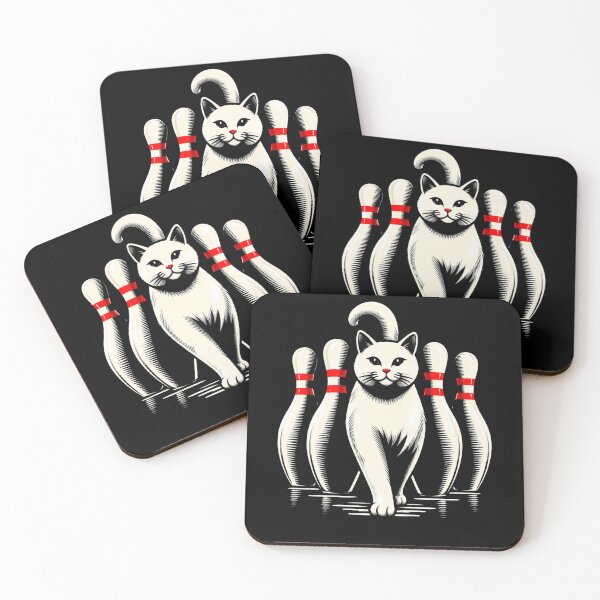 Item preview, Cute Bowling Cat Strikes Between Pins designed and sold by Moizento.
