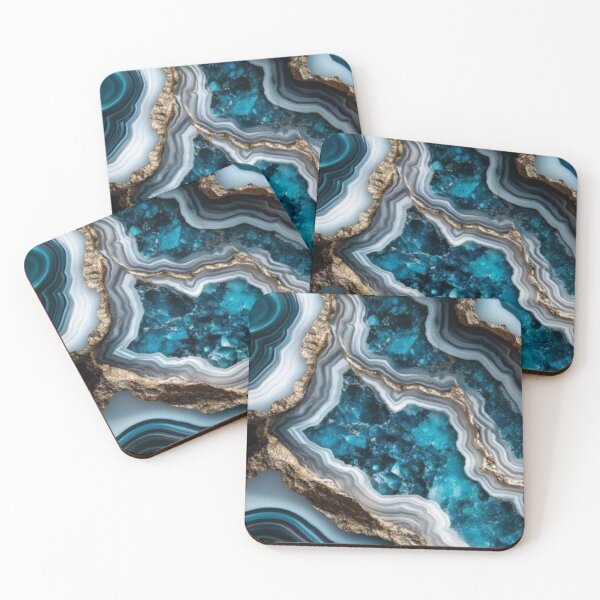 Item preview, Teal Agate Geode Slice — Luxury Turquoise Crystal & Gold Vein Texture designed and sold by LYAN-STORE.