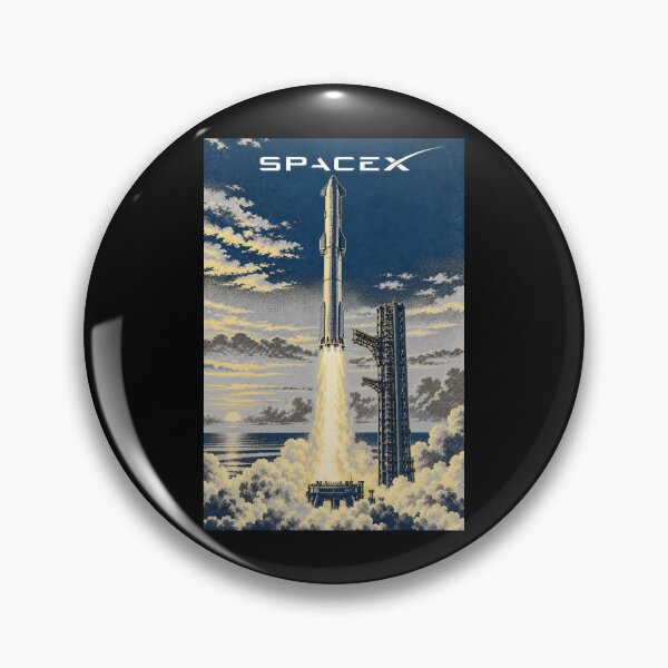 Item preview, SpaceX Starship Reentry – Retro Navy Orange Silkscreen Space Art designed and sold by TEEJAMBOREE.