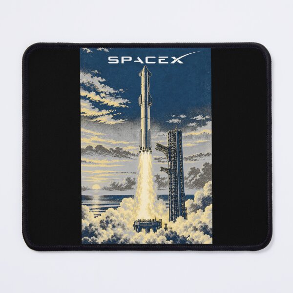 Item preview, SpaceX Starship Reentry – Retro Navy Orange Silkscreen Space Art designed and sold by TEEJAMBOREE.