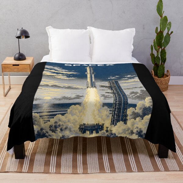 Item preview, SpaceX Starship Reentry – Retro Navy Orange Silkscreen Space Art designed and sold by TEEJAMBOREE.