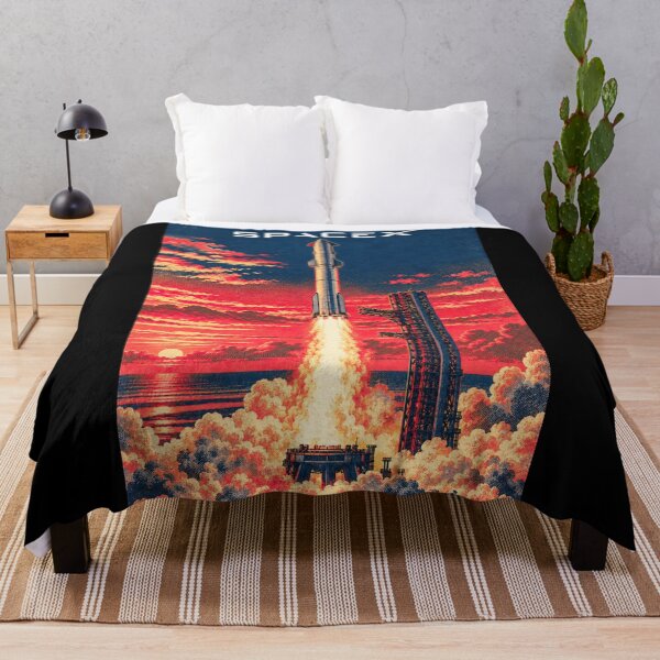 Item preview, SpaceX Starship Reentry – Retro Navy Orange Silkscreen Space Art designed and sold by TEEJAMBOREE.