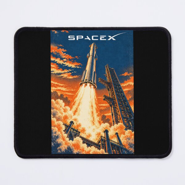 Item preview, SpaceX Starship Reentry – Retro Navy Orange Silkscreen Space Art designed and sold by TEEJAMBOREE.