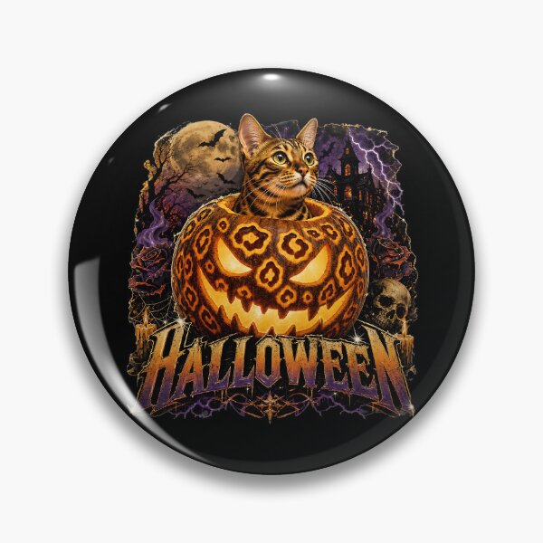 Item preview, Spooky Bengal Cat Inside Jack O'Lantern: Vintage Halloween Tee Design designed and sold by Bengoer18.